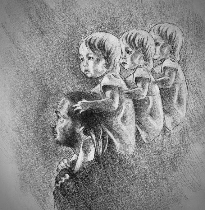 "Generational 2" - Graphite on mixed media paper